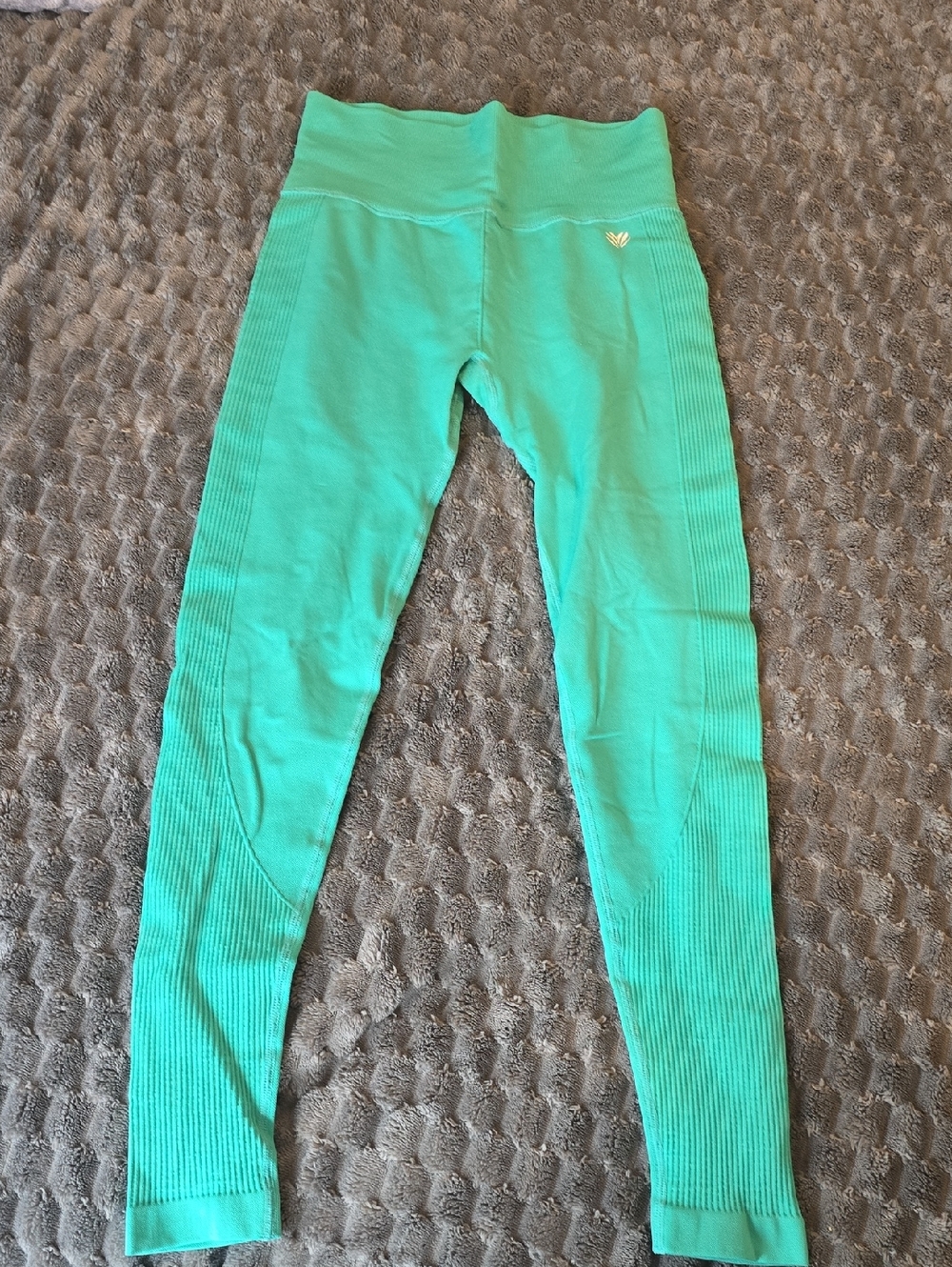 Green Ribbed Seamless Leggings
